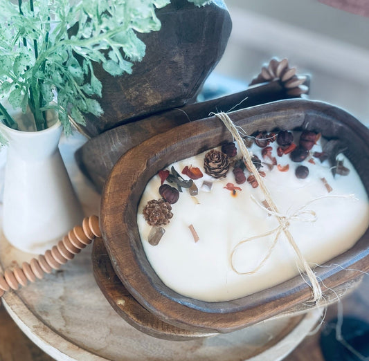 Fall Wooden Dough Bowl Candle | Coconut Soy