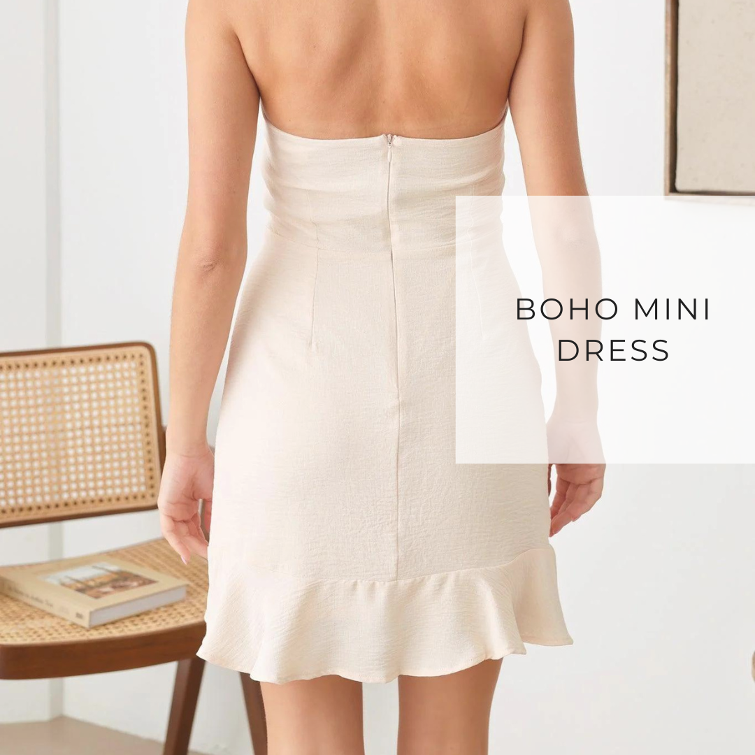 Boho Mini Dress-Cream