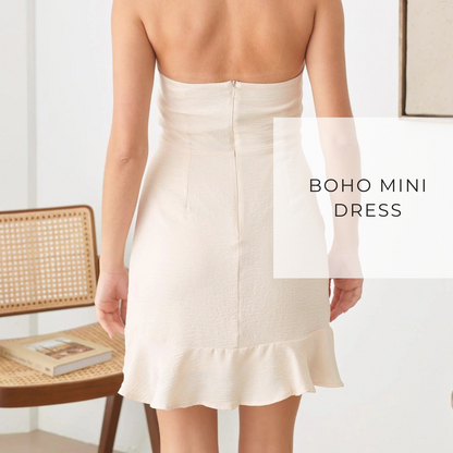 Boho Mini Dress-Cream