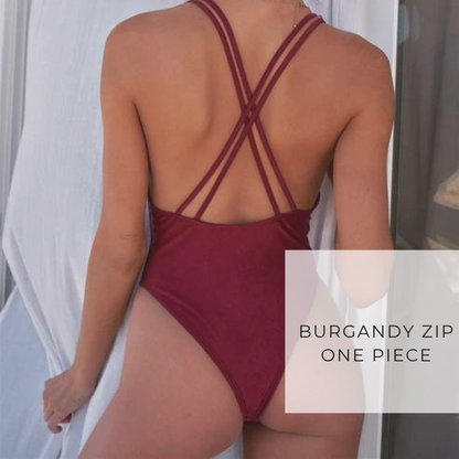 Burgandy Zip One Piece