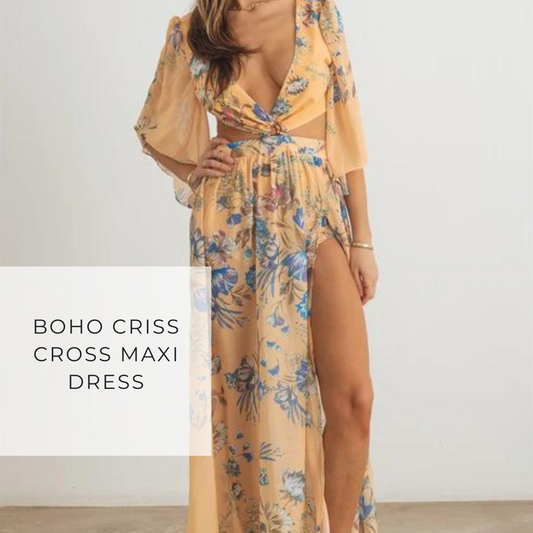 Boho Floral Criss Cross Maxi