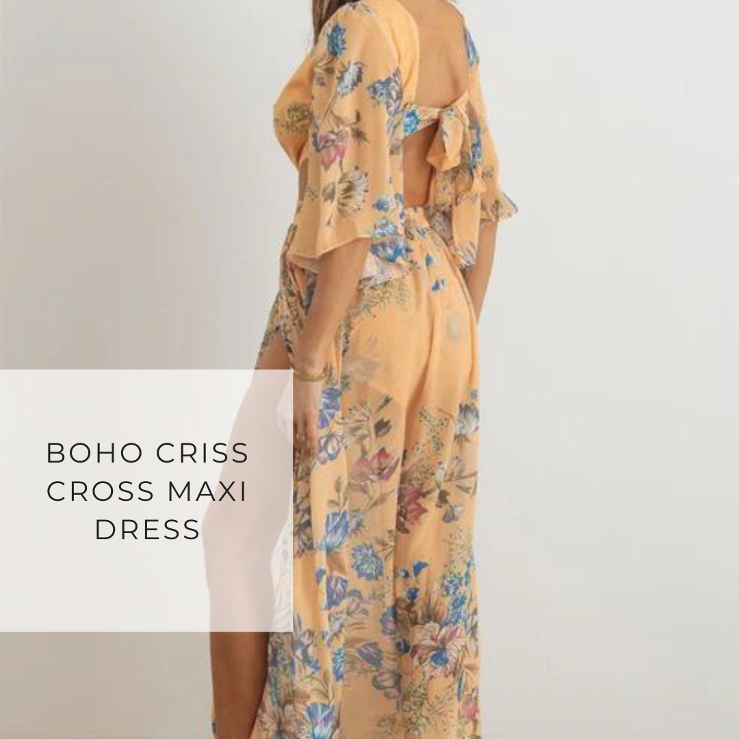 Boho Floral Criss Cross Maxi