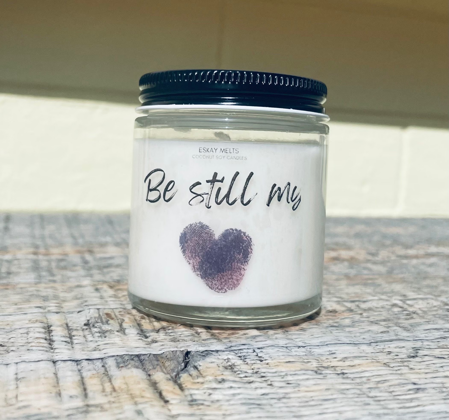 9oz Be still my heart thumbprint Custom Candle